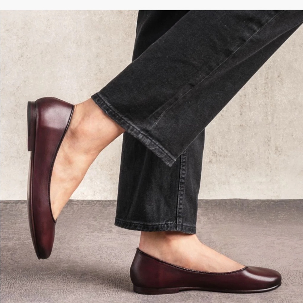 Burgundy Leather Feliz Ballet Flats